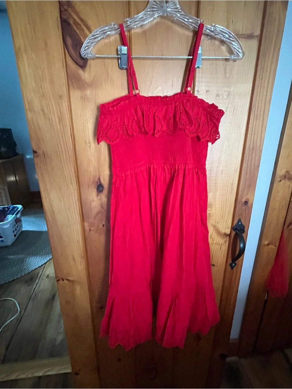 GAP Bright Red Sundress with Ruffle Bodice
